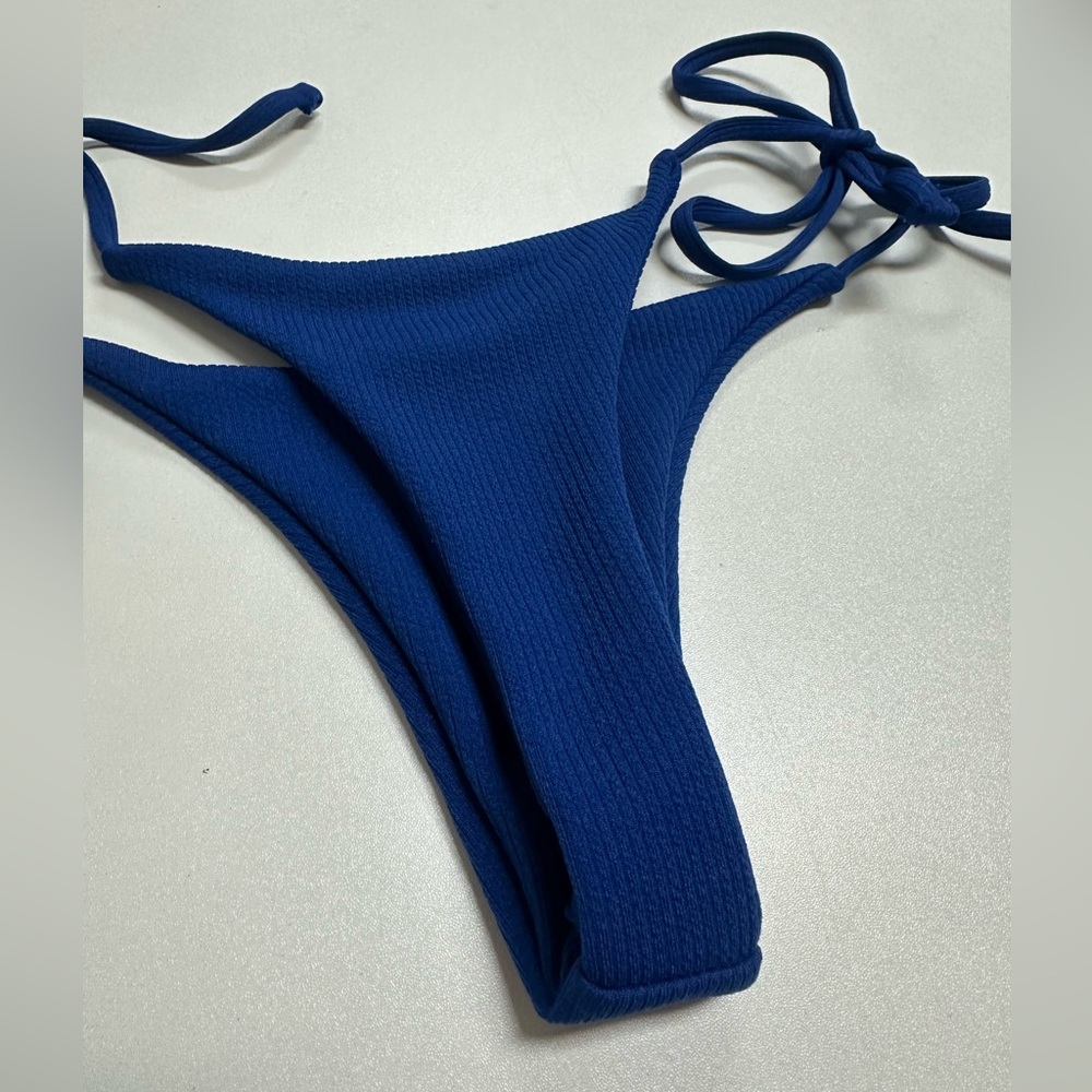 Blue Ribbed Bikini Bottom - Picture 2 of 4